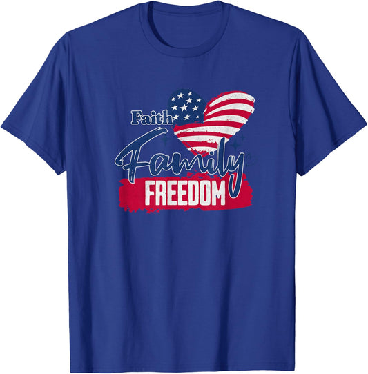 Faith Family Freedom American Flag T-Shirt - T-Shirt | Royal