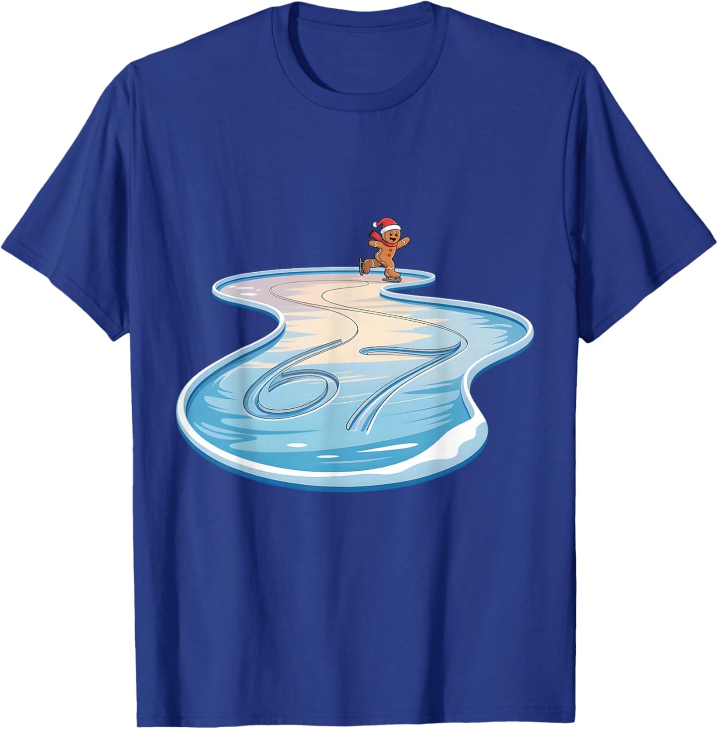 67 Christmas Gingerbreadman Ice Skating 6 7 Meme Xmas 67 T-Shirt - T-Shirt | Royal