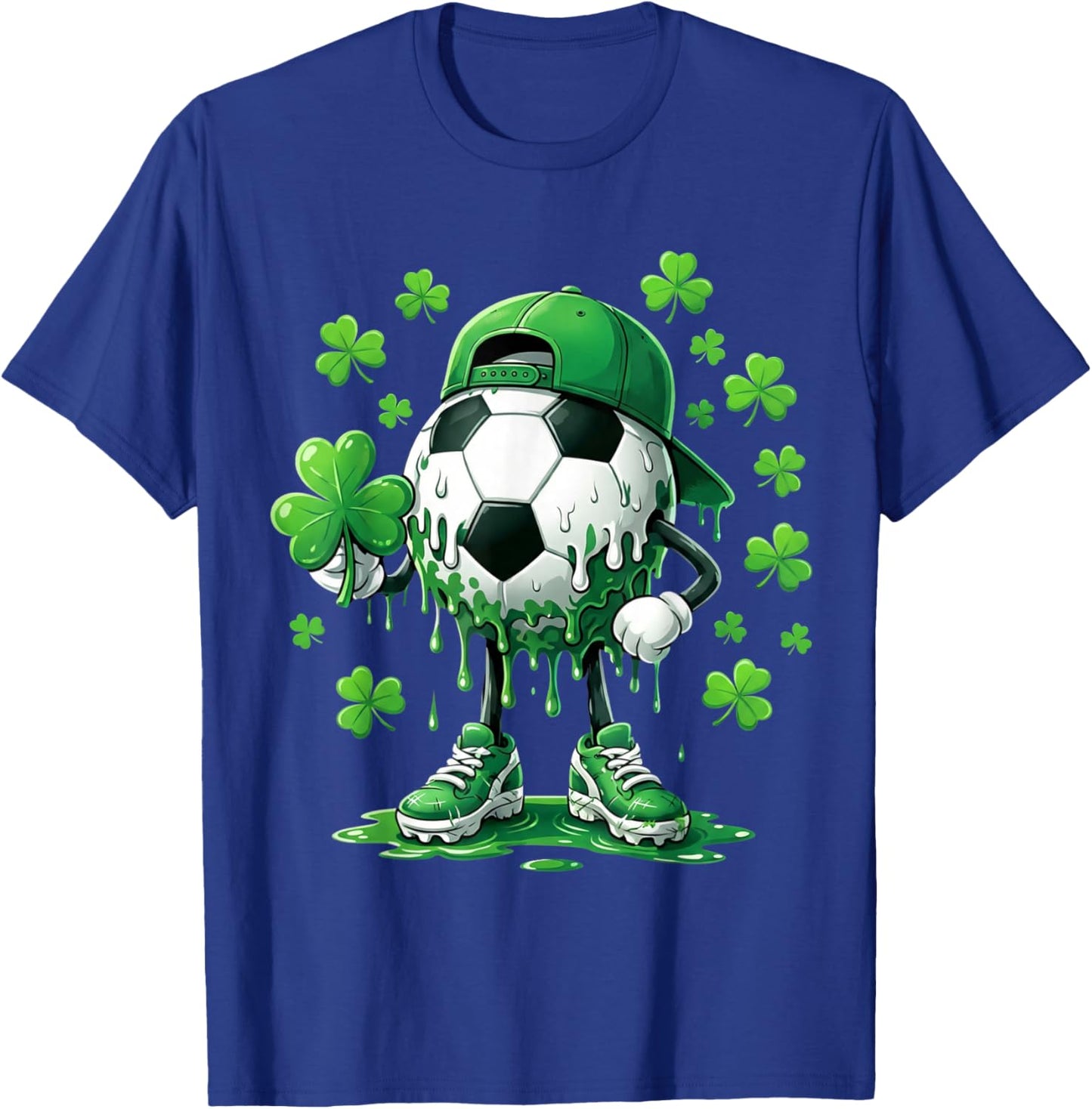 Saint Patrick Soccer Ball Guy with Clover for Players T-Shirt - T-Shirt | Royal