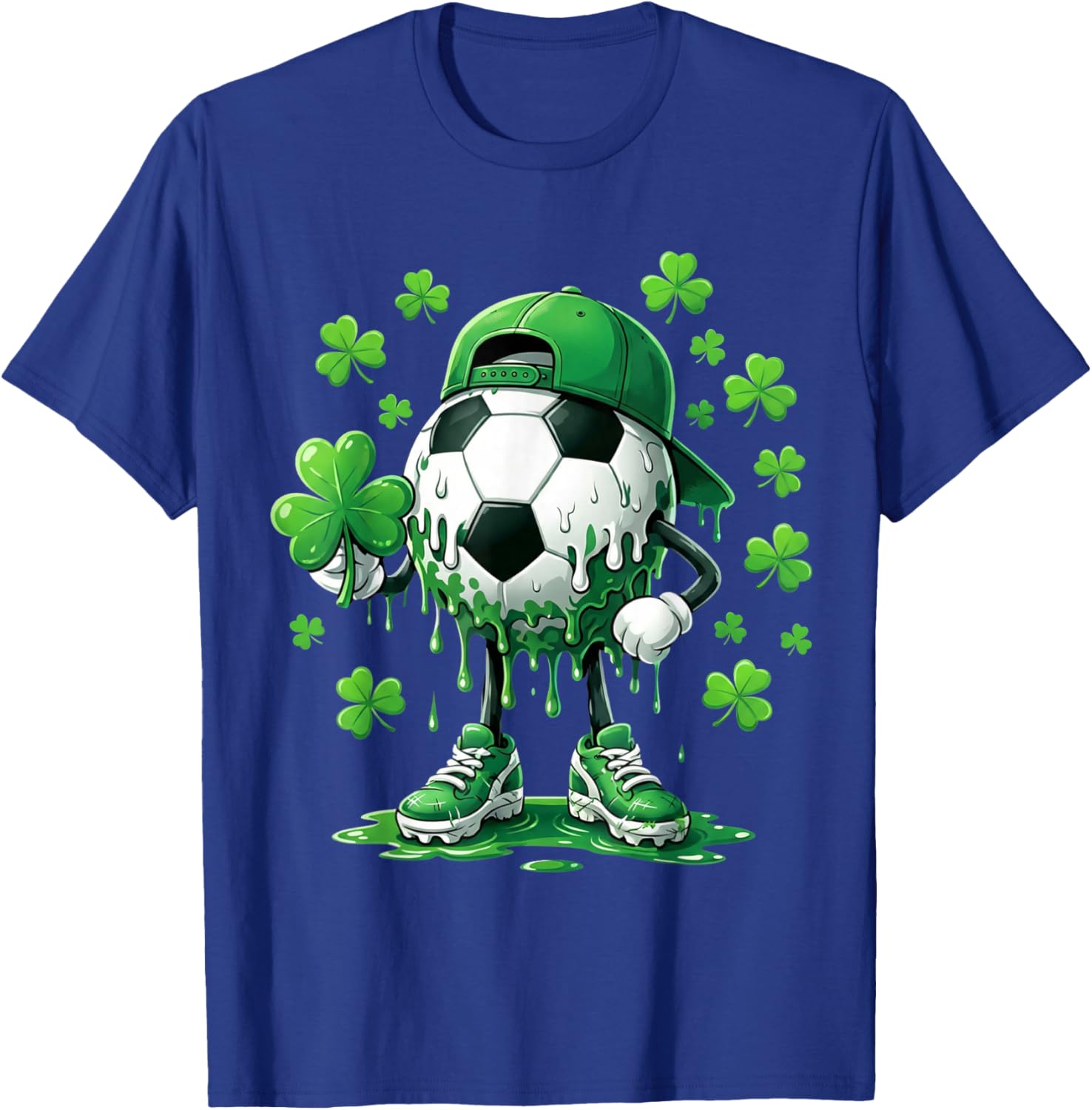 Saint Patrick Soccer Ball Guy with Clover for Players T-Shirt - T-Shirt | Royal