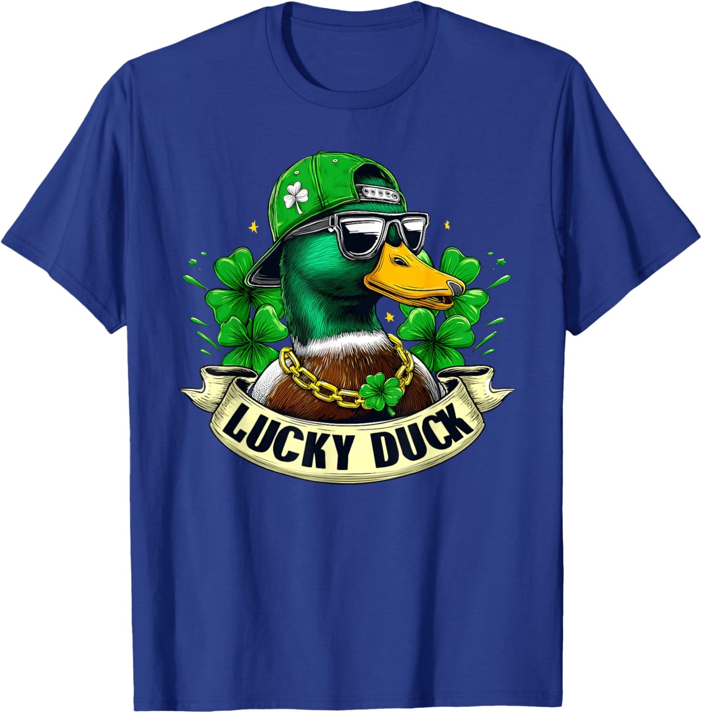 St Patricks Day Lucky Duck Mallard Shamrock Men Women Kid T-Shirt - T-Shirt | Royal