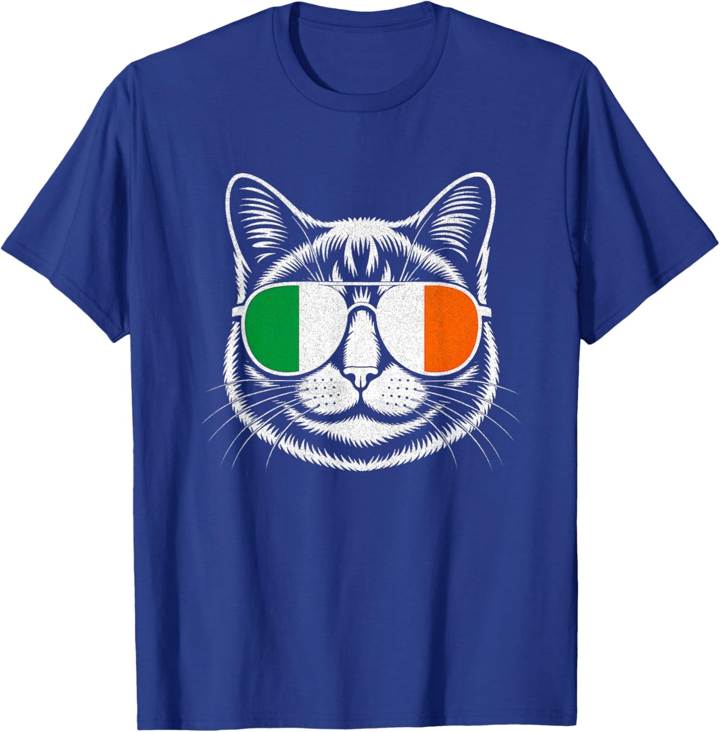 Cat St Patricks Day Ireland Irish Flag Sunglasses Boys Kids T-Shirt - T-Shirt | Royal