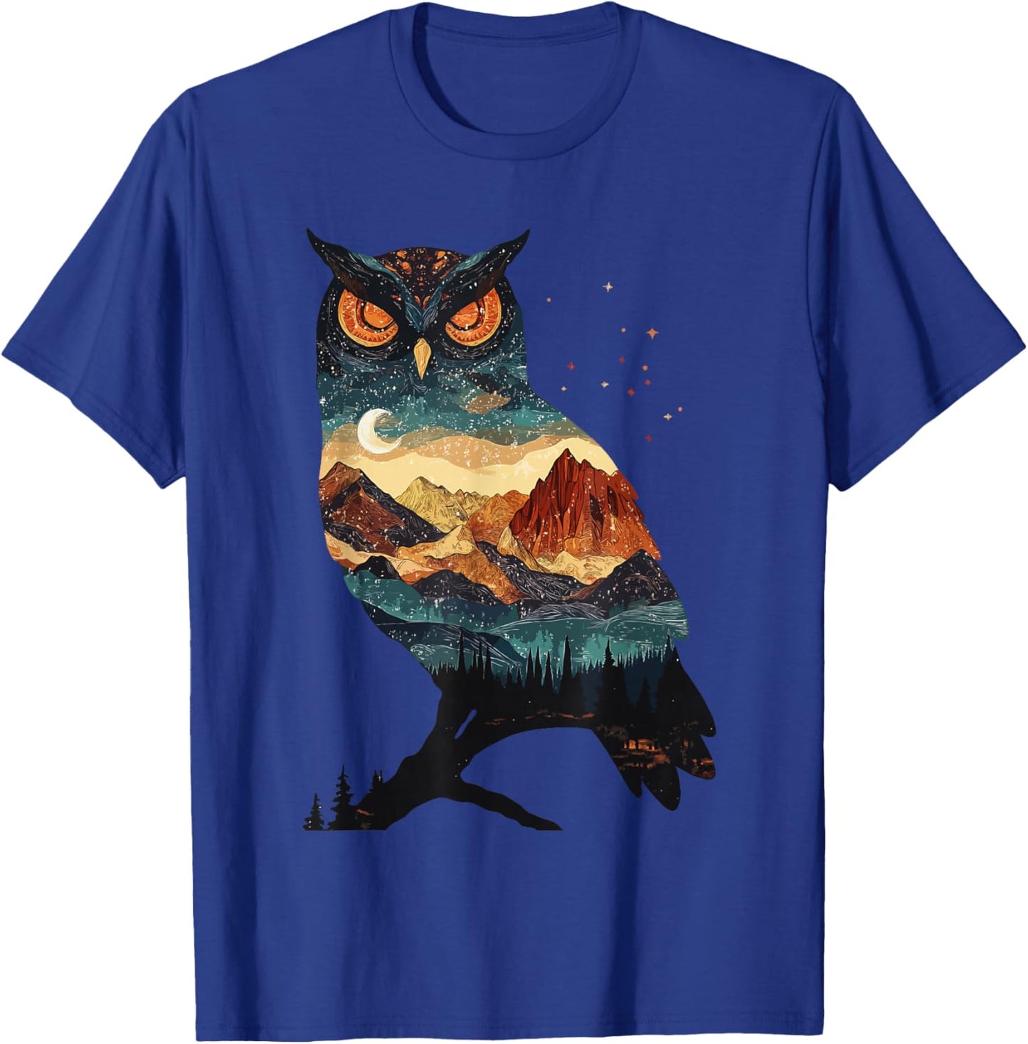 Owl Lover Landscape Girls Moon Women Owl T-Shirt - T-Shirt | Royal