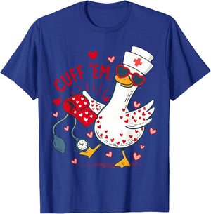 Cuff 'Em Cupid Goose Valentine Nurse Practitioner RN Nursing T-Shirt - T-Shirt | Royal