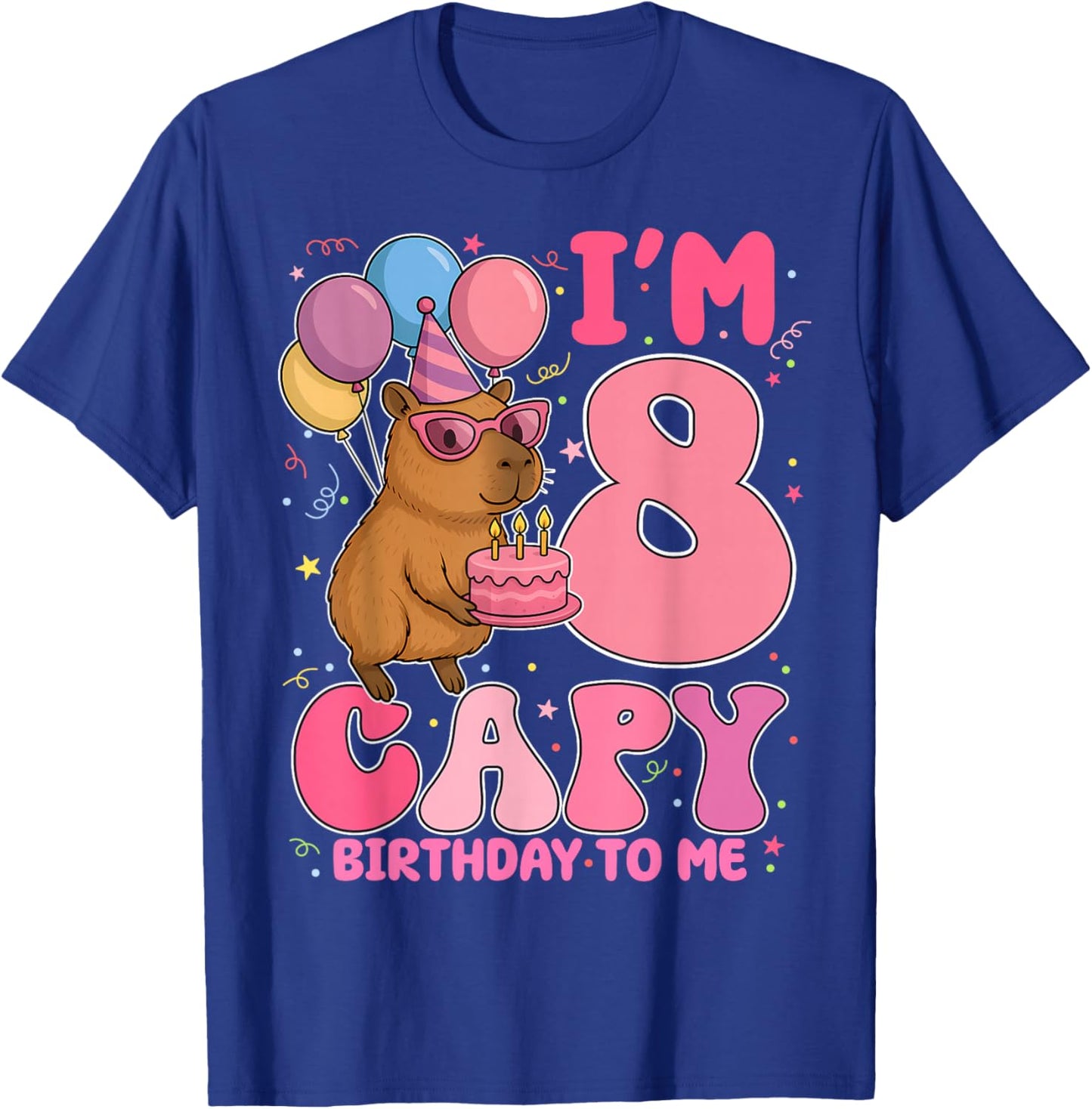 8 Years Old Capy Birthday to Me 8th Birthday Capybara T-Shirt - T-Shirt | Royal