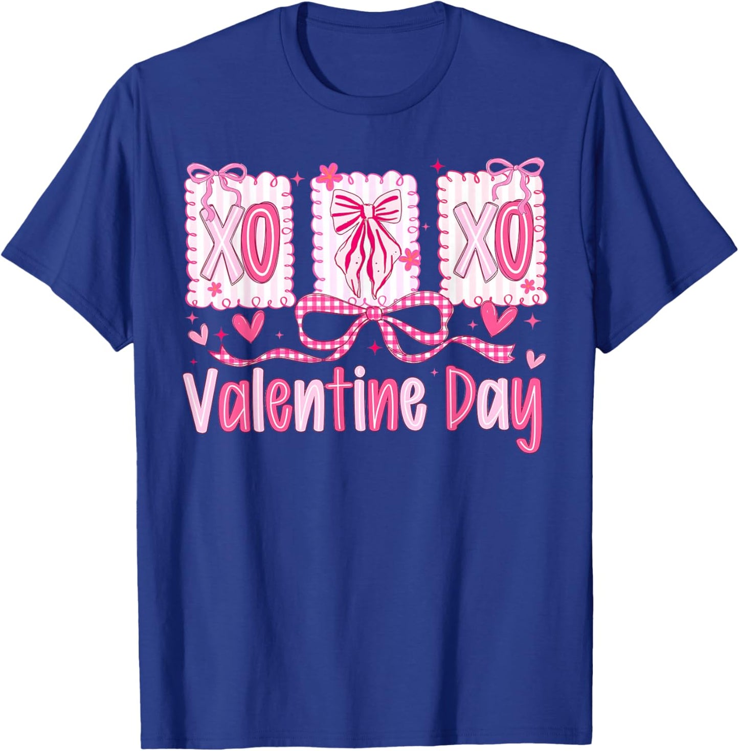 Preppy Valentine XOXO Coquette Bow Hearts Lover Girl Women T-Shirt - T-Shirt | Royal