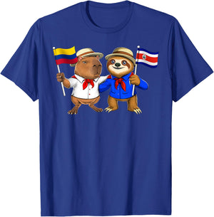 Colombia Costa Rica Roots Colombian Flag Proud Costa Rican T-Shirt - T-Shirt | Royal