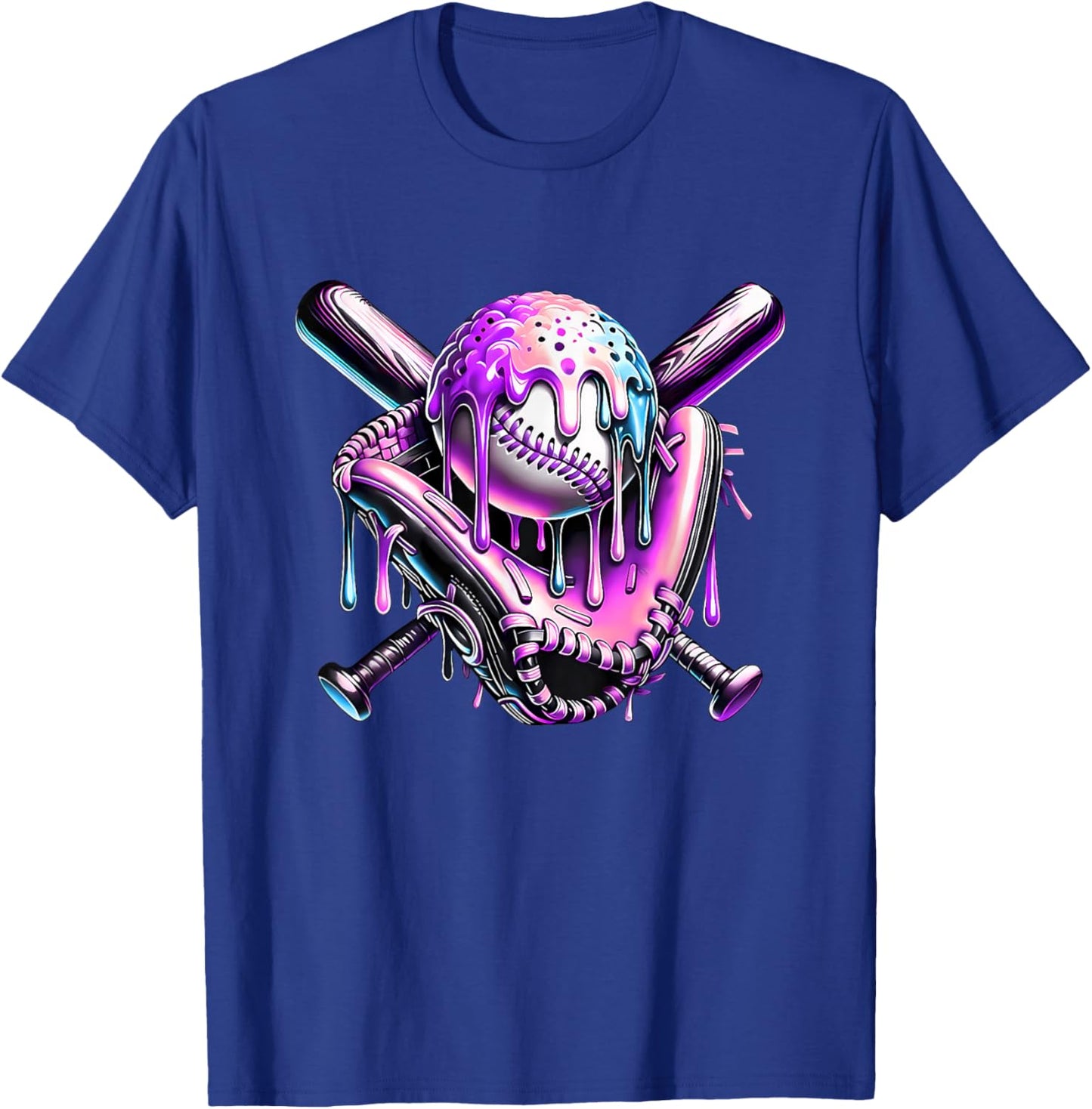 Baseball Drip Ice Cream Respect Drip Purple Baseball Player T-Shirt - T-Shirt | Royal