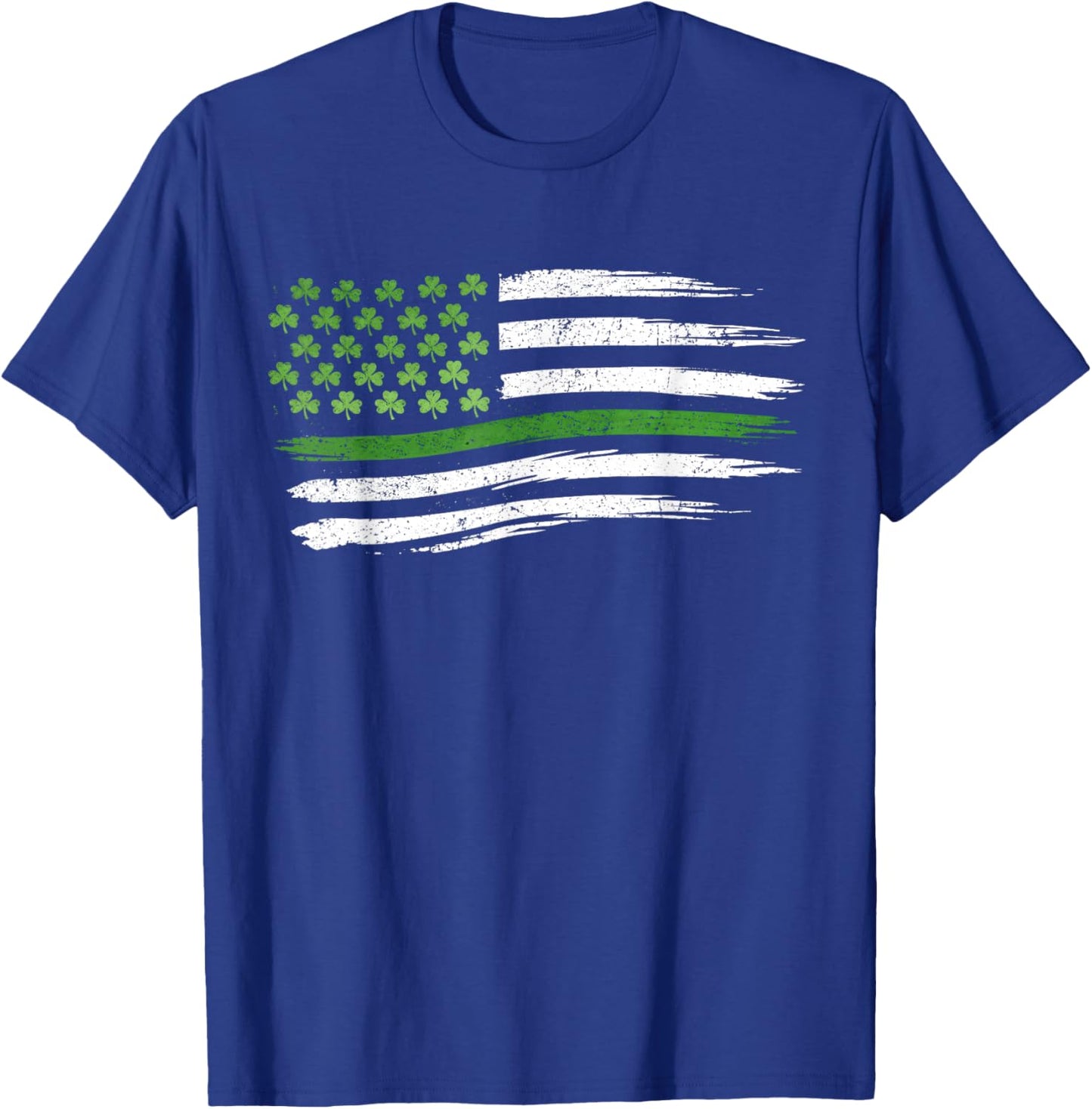 Patriotic Flag with Shamrocks 2026 St. Patrick's Day T-Shirt - T-Shirt | Royal