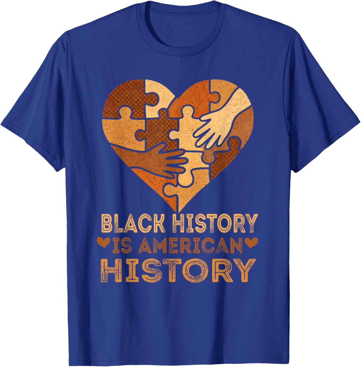Black History is American History Heart African American BHM T-Shirt - T-Shirt | Royal