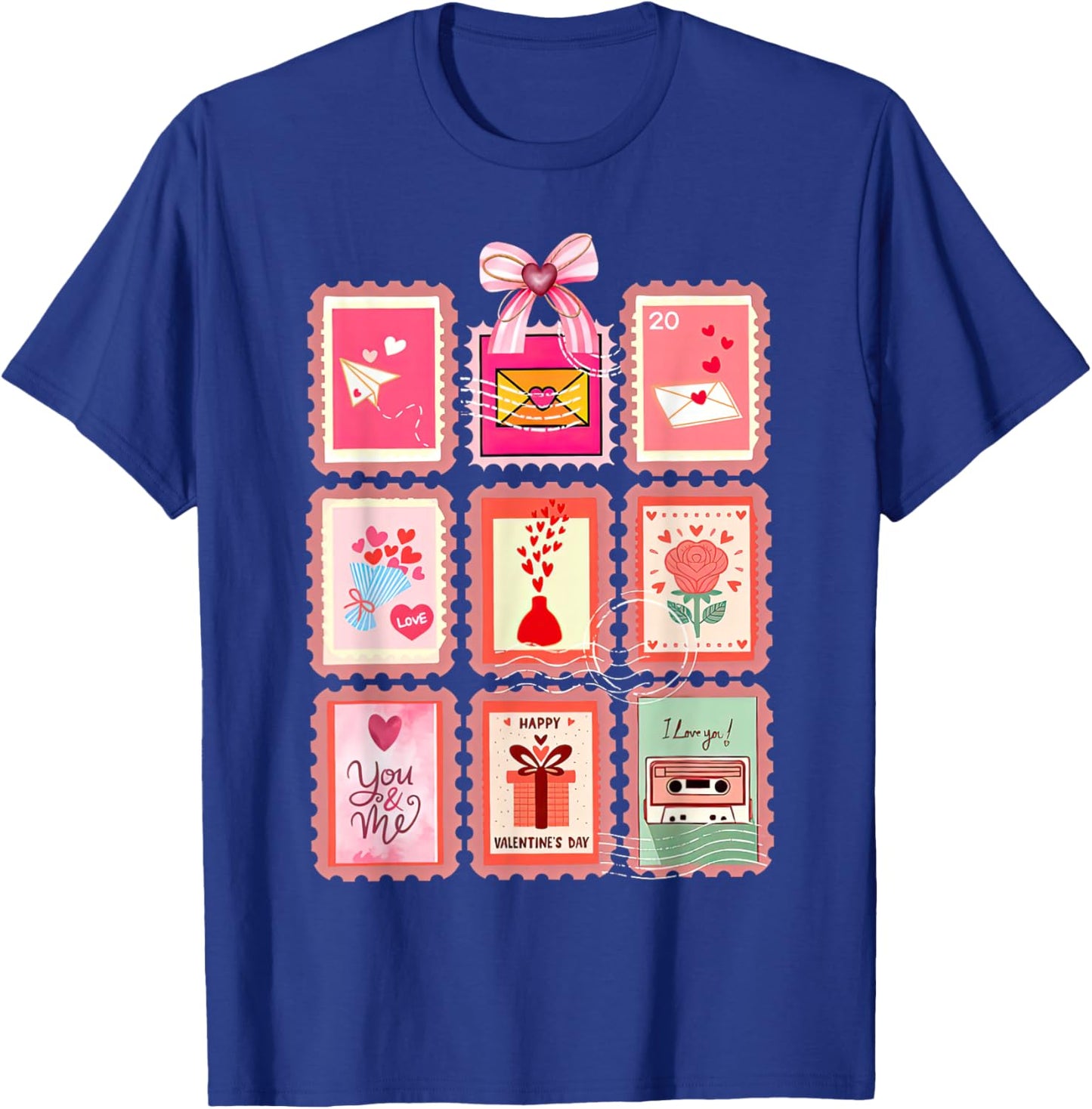 Valentines Stamp Postal Worker Postman Mail Carrier Delivery T-Shirt - T-Shirt | Royal