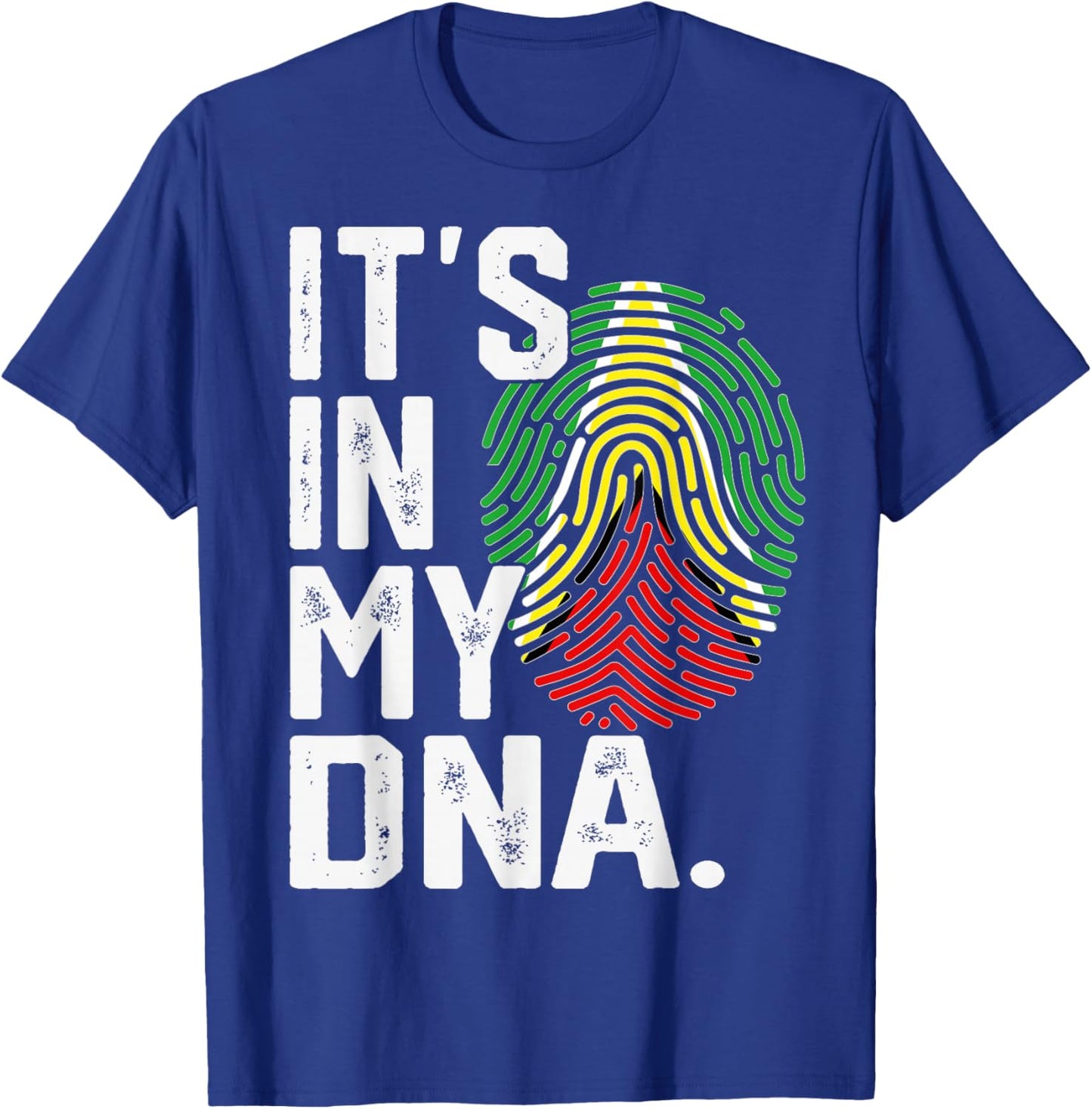Guyana Roots Flag Fingerprint Graphic Patriotic T-Shirt - T-Shirt | Royal