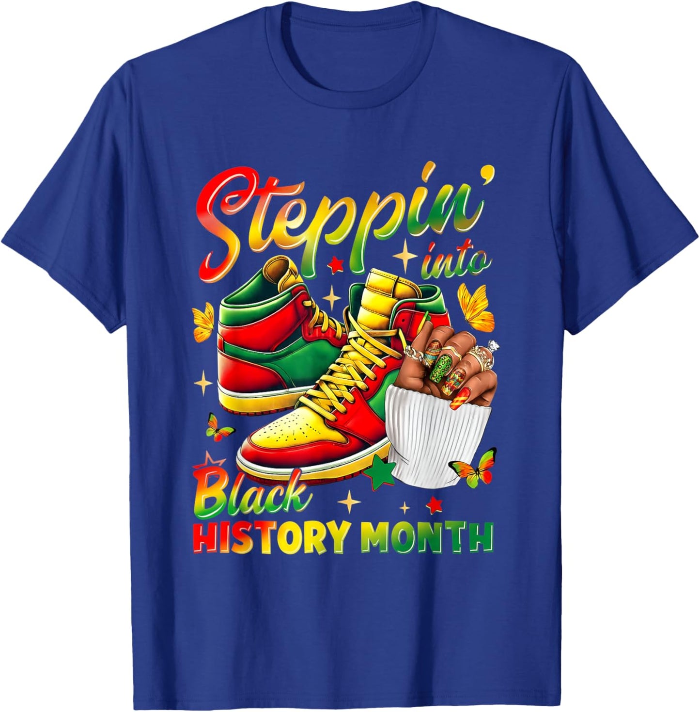 Stepping Into Sneakers Black History Month Black Girls T-Shirt - T-Shirt | Royal