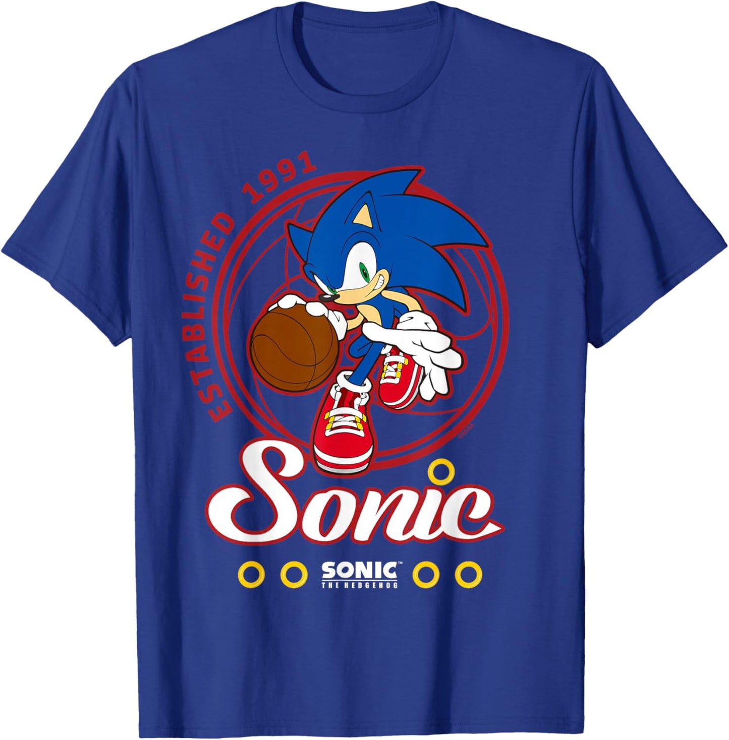 Sonic The Hedgehog - Sonic Basketball Est. 1991 T-Shirt - T-Shirt | Royal
