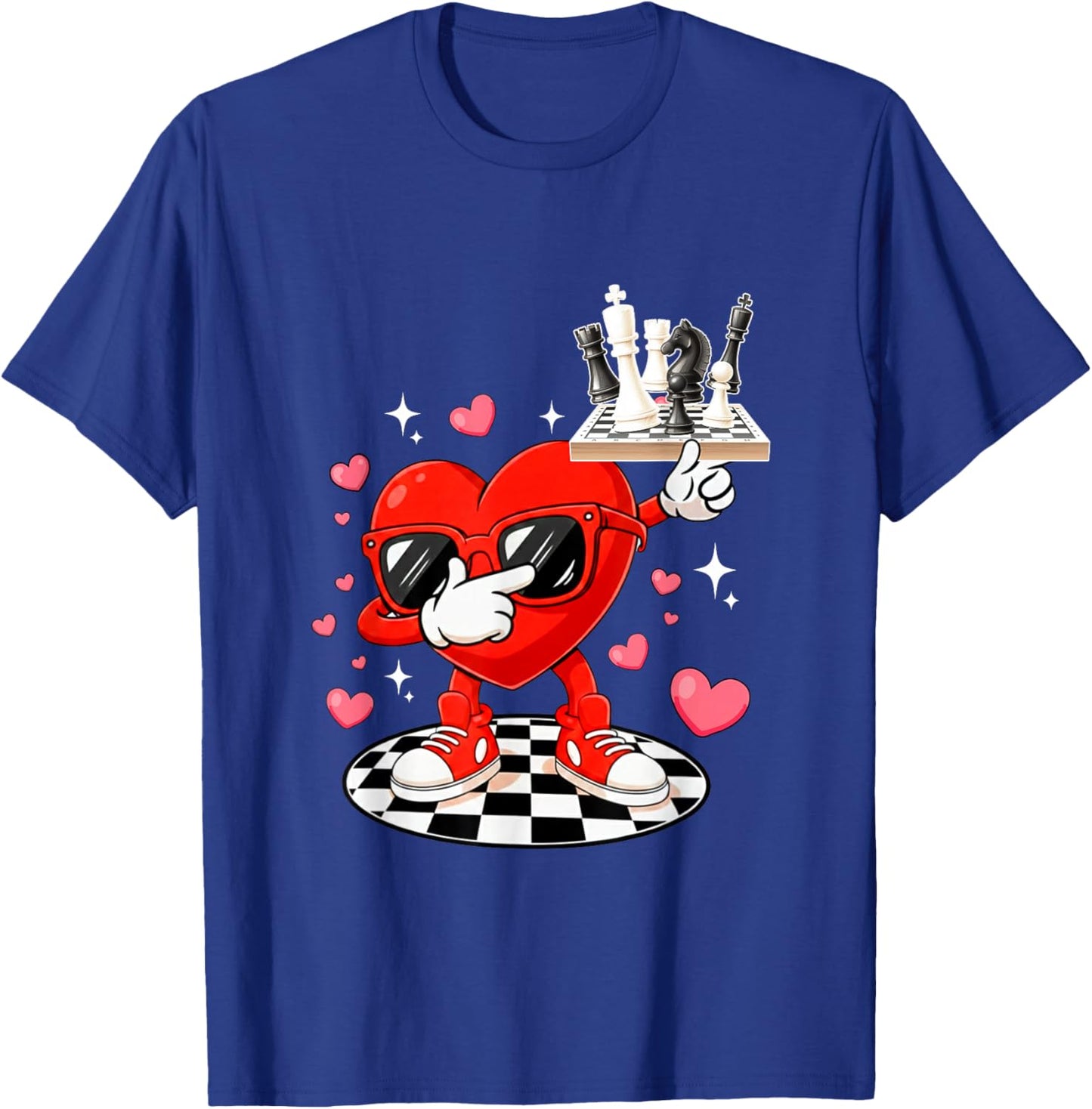 Dabbing Heart Sunglasses Valentine Chess Player Team T-Shirt - T-Shirt | Royal
