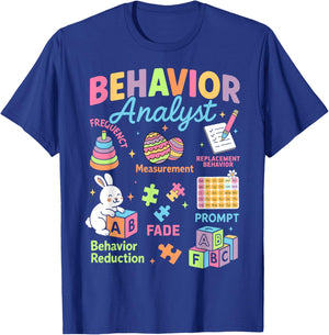 Behavior Analysts Bunny Easter Autism Support ABA Therapist T-Shirt - T-Shirt | Royal