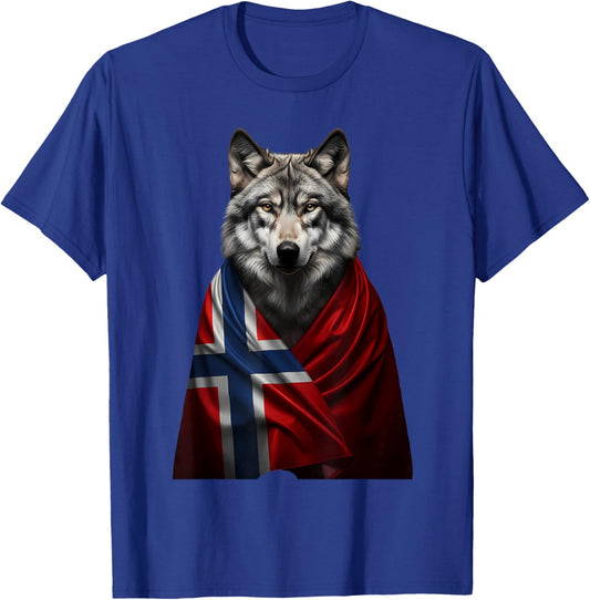 Norway Roots Wolf Norwegian Flag Norge T-Shirt - T-Shirt | Royal