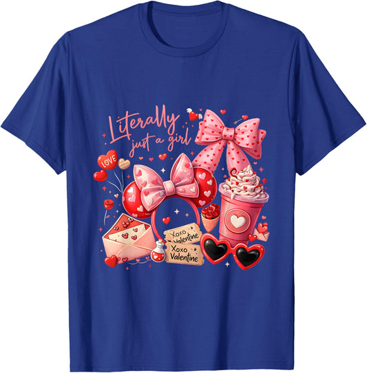 Literally Just a Girl Cute Valentine Aesthetic Gift T-Shirt - T-Shirt | Royal