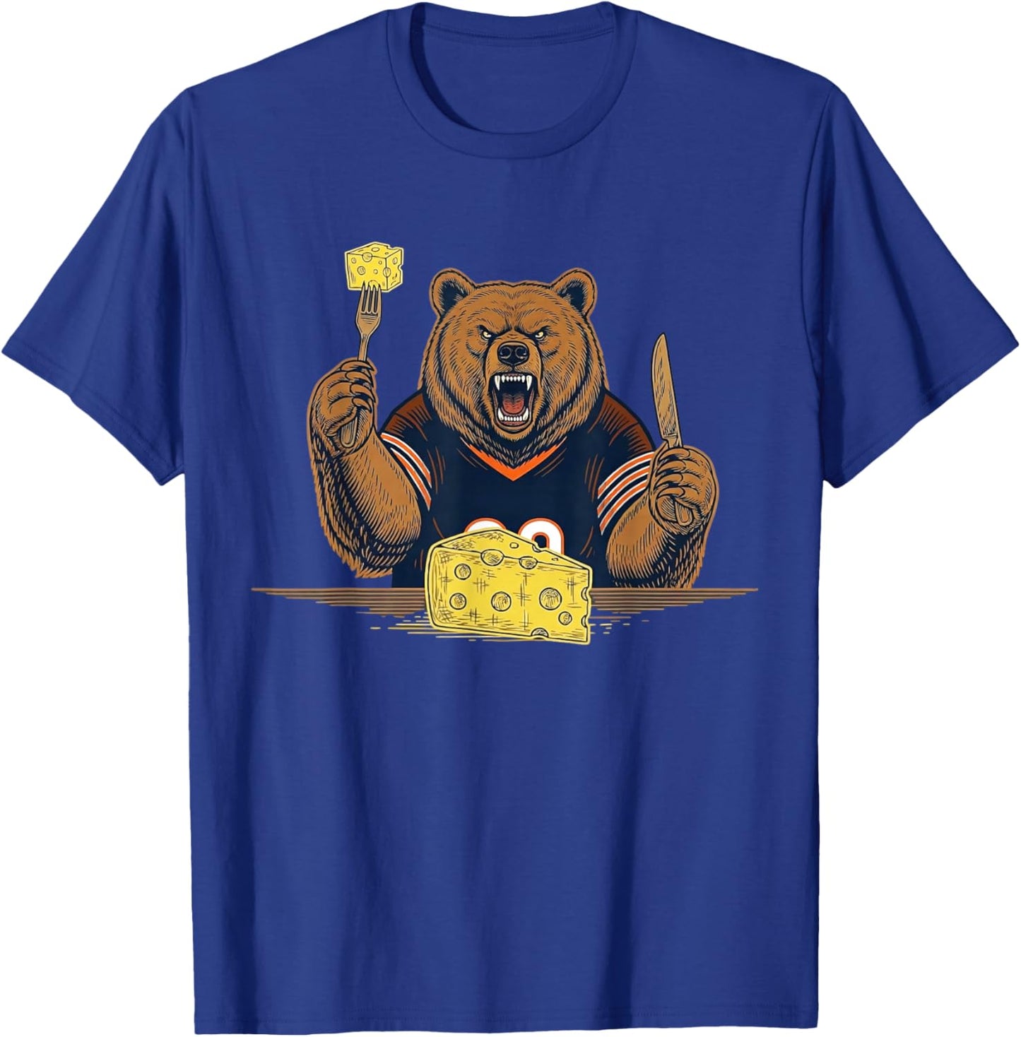 Bear Eating Cheese Funny Illustration for Food Lovers Art T-Shirt - T-Shirt | Royal