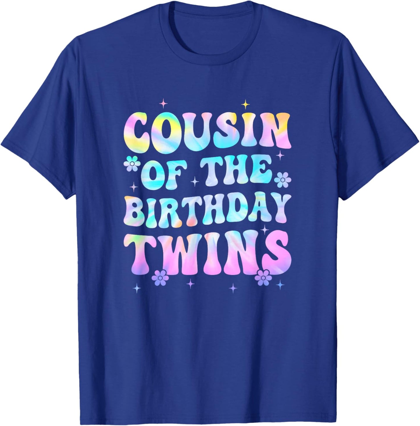 Cousin of The Birthday Twins Girls Kids Party Retro Bday T-Shirt - T-Shirt | Royal