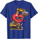 Excavator Heart Operator Construction Truck Valentine's Day T-Shirt - T-Shirt | Royal