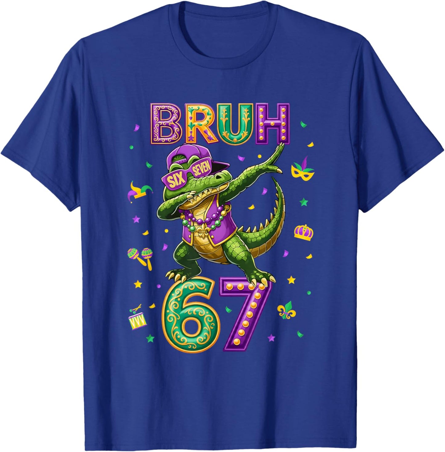 Mardi Gras Six Seven Bruh Mardigator Alligator 6 7 Meme Boys T-Shirt - T-Shirt | Royal