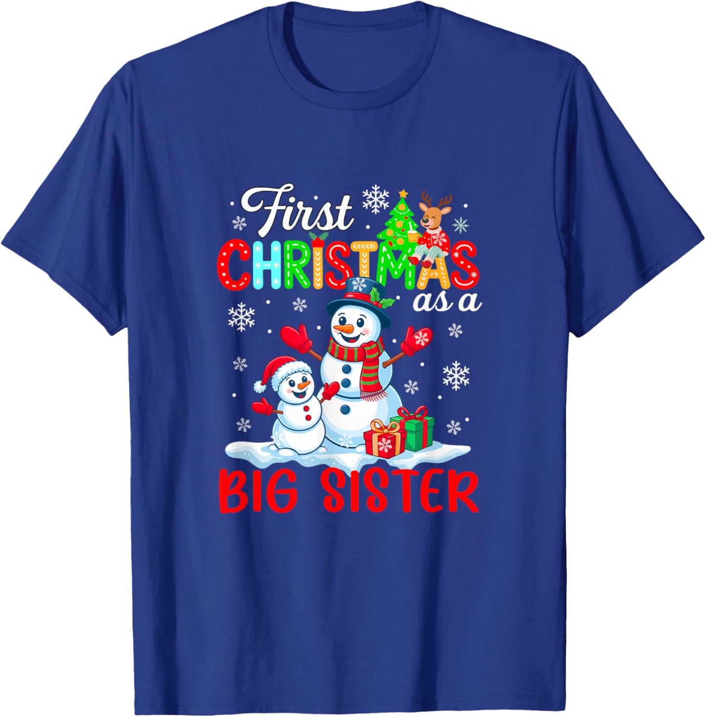 First Xmas As A Big Sister Snowmen Family Expecting Baby T-Shirt - T-Shirt | Royal