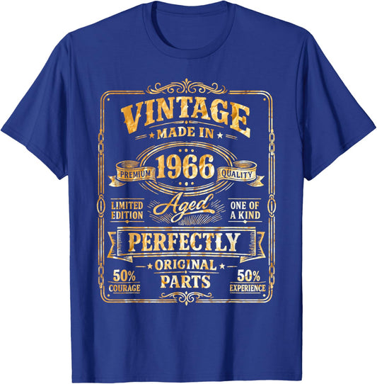 60th Birthday Man Woman 60 Years Decoration 1966 Gift Funny T-Shirt - T-Shirt | Royal