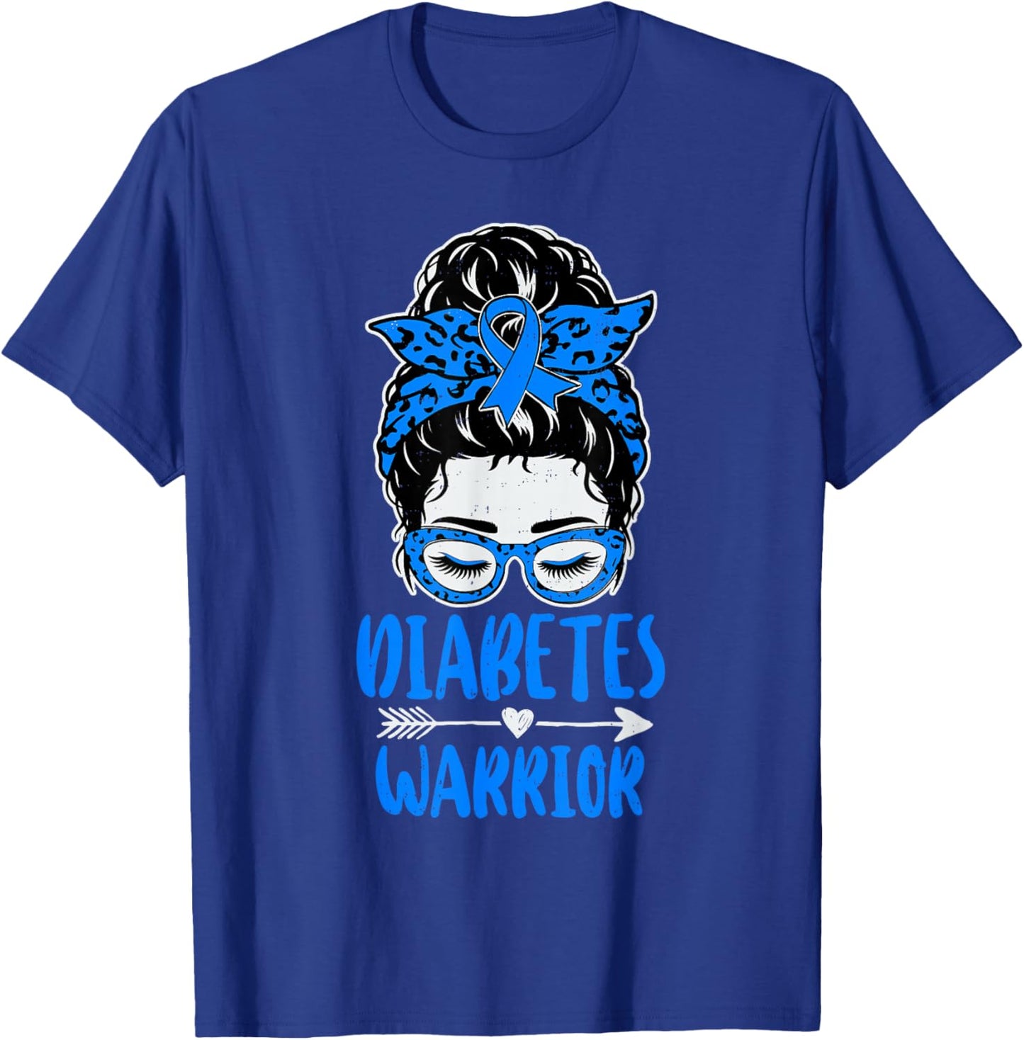 Type 1 Warrior Diabetes Awareness T1D Ribbon Blue T-Shirt - T-Shirt | Royal