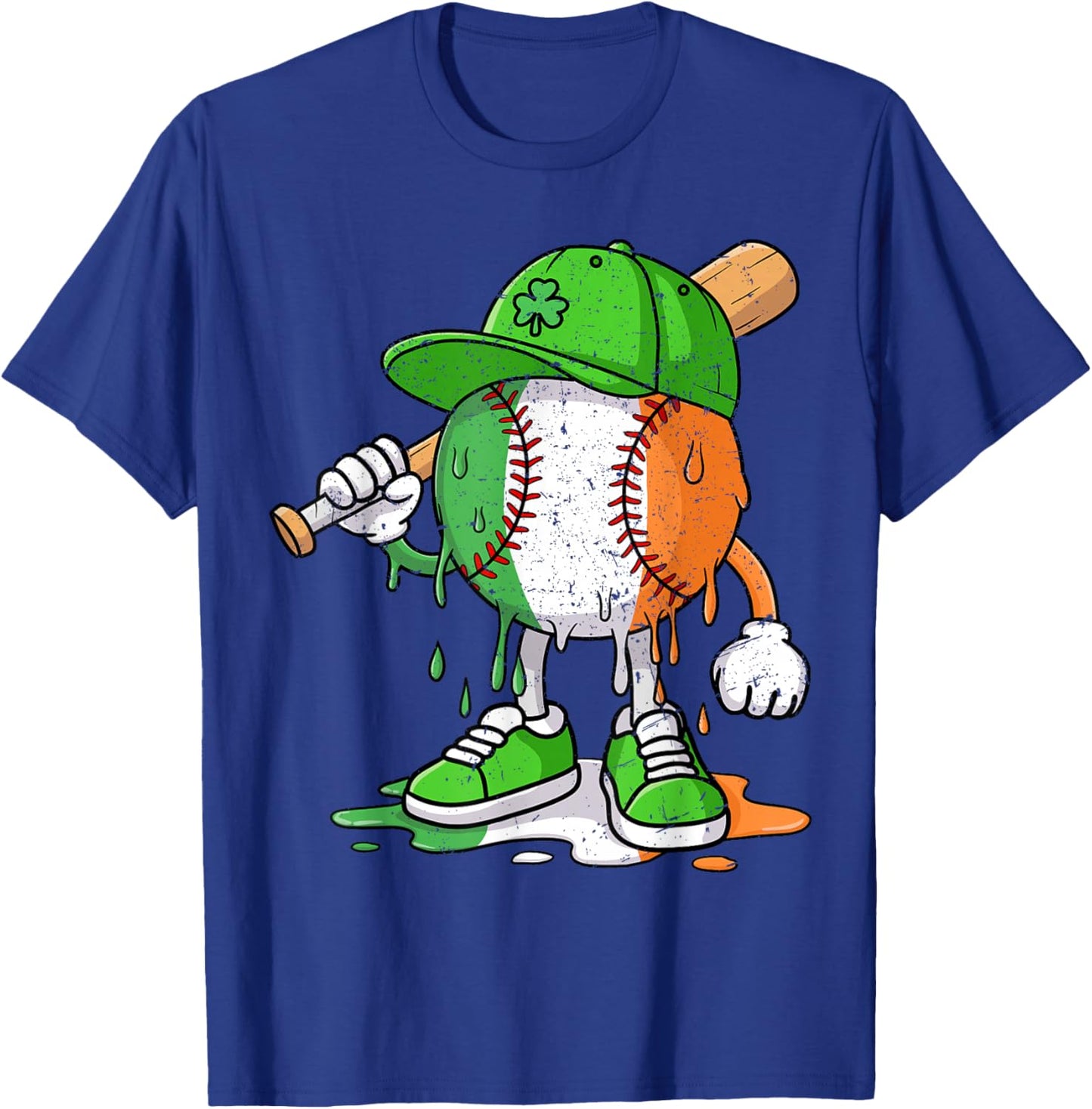Boys St Patricks Day Irish Flag Kids Baseball Ice Cream Drip T-Shirt - T-Shirt | Royal