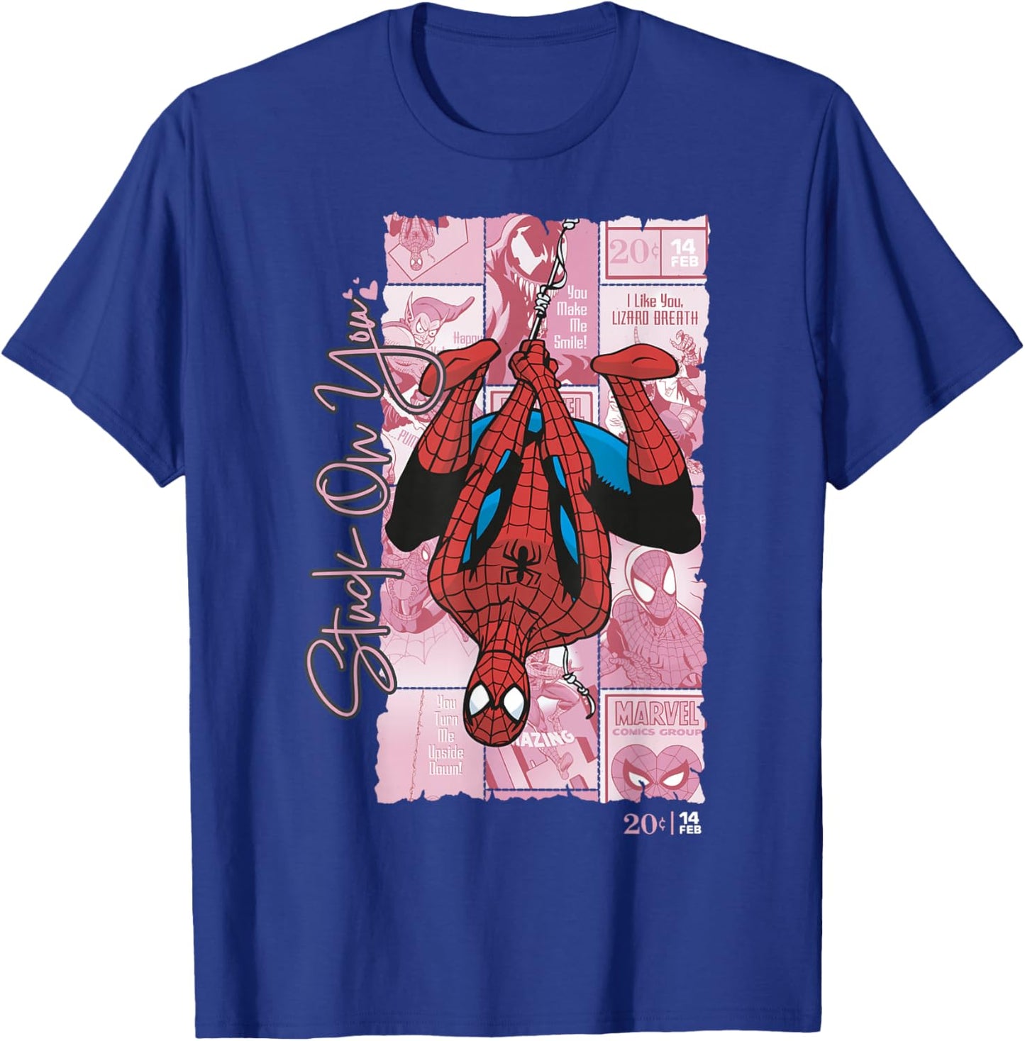 Marvel Comics Spider-Man Stuck On You Valentine T-Shirt - T-Shirt | Royal