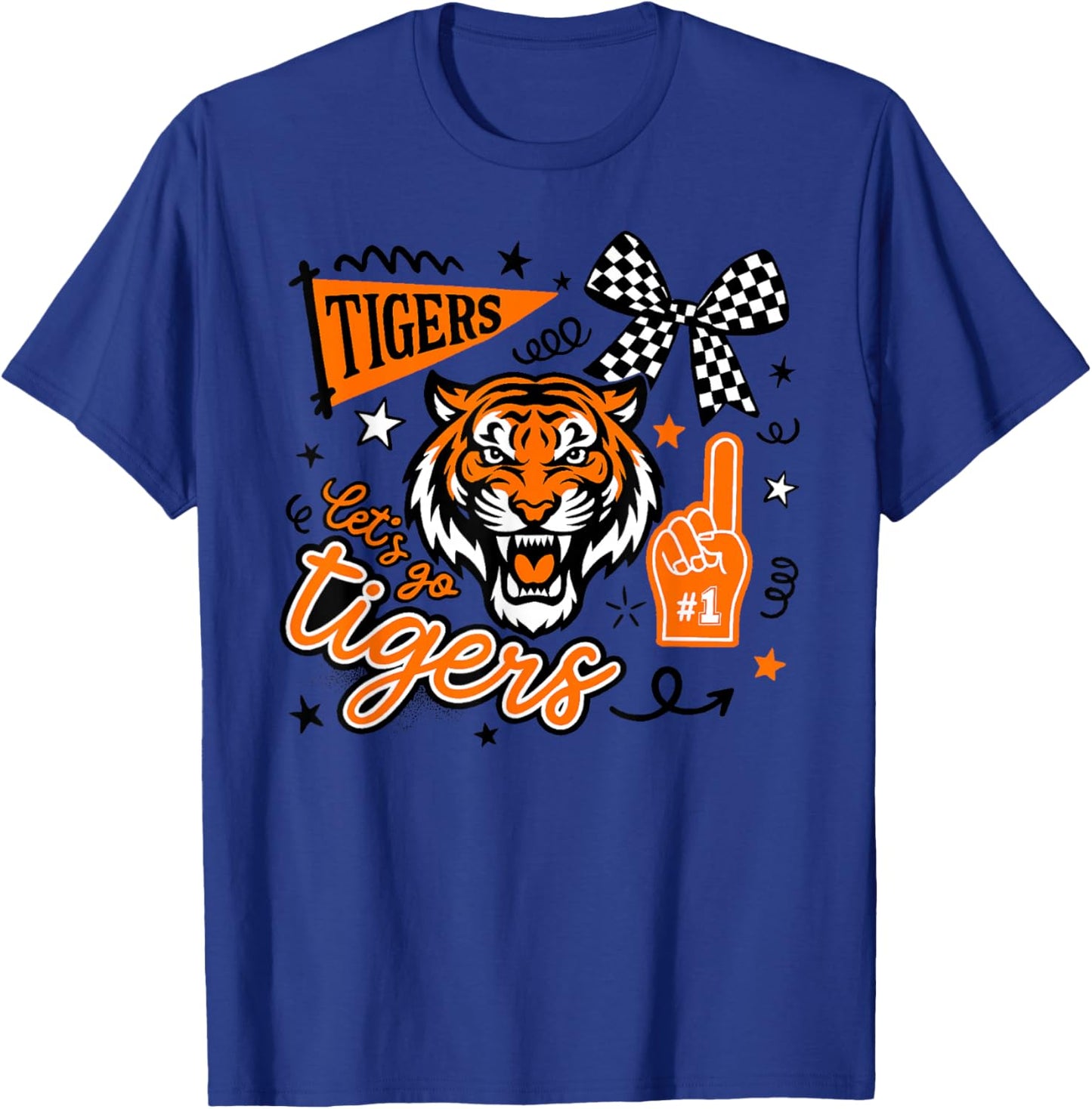 Tigers School Sports Team Spirit Women Boys Girls T-Shirt - T-Shirt | Royal