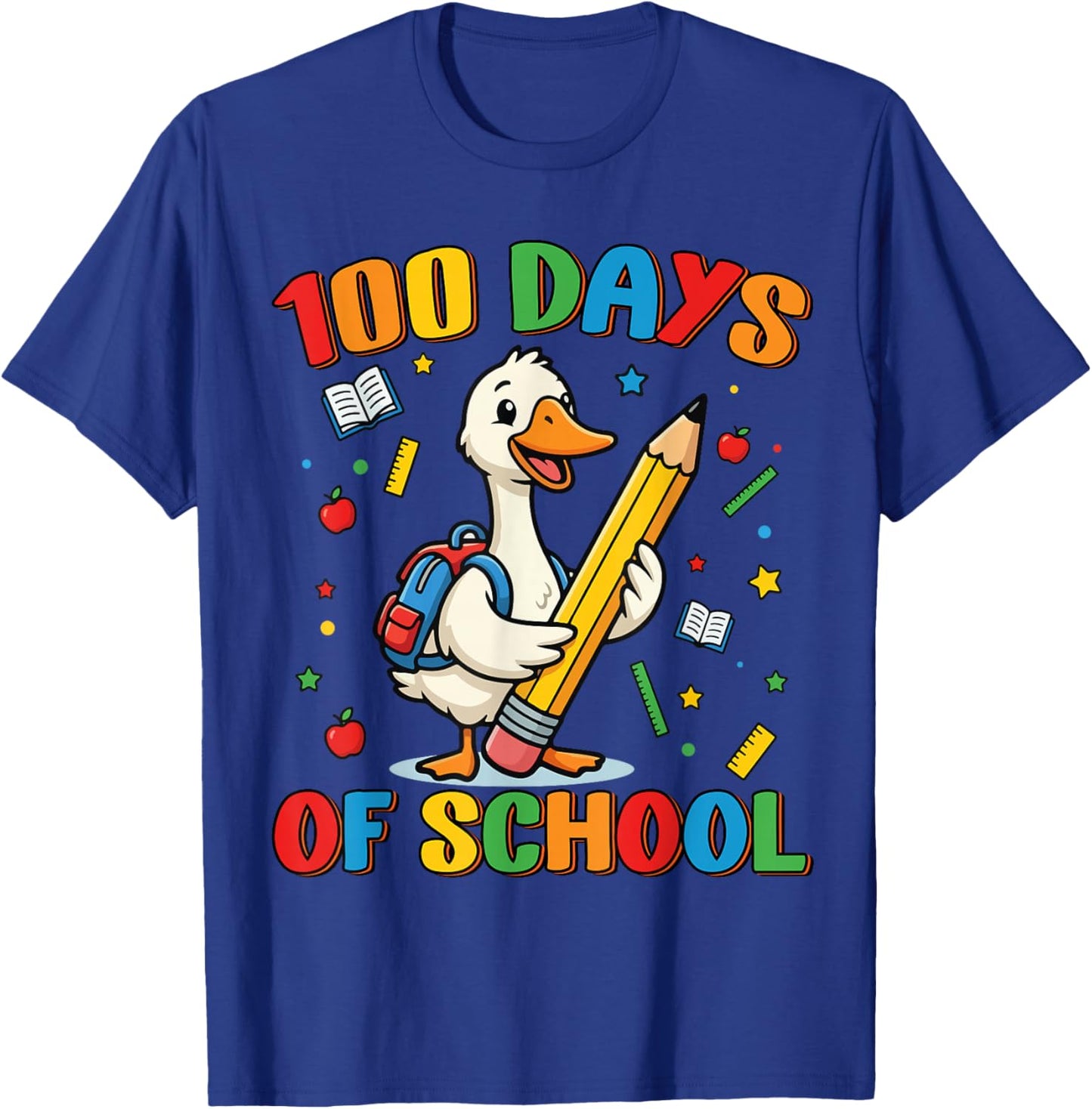 100 Days of School Duck Lover Boys Girls 100th Day School T-Shirt - T-Shirt | Royal