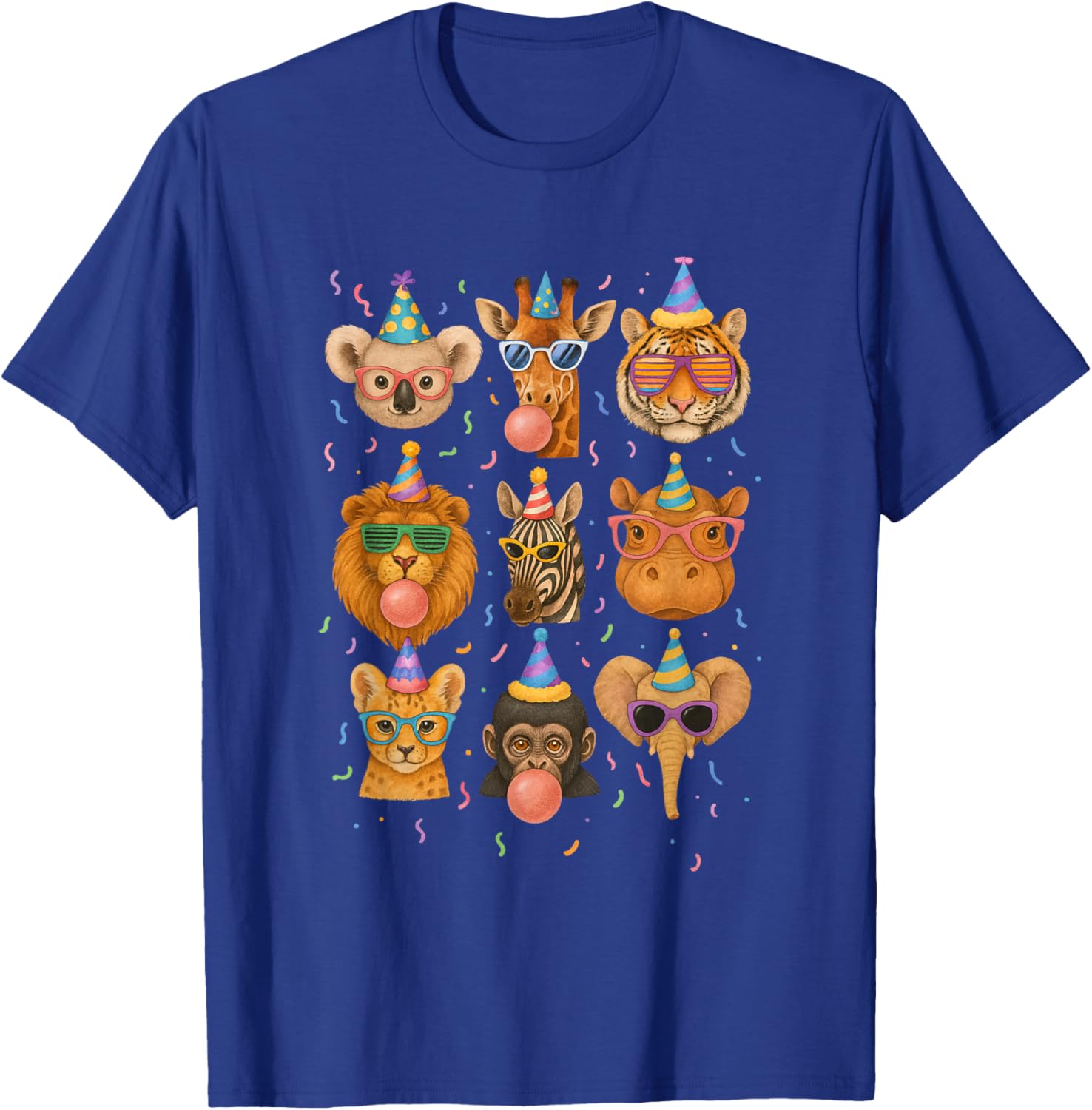 Cute Party Animals Birthday Wildlife Zoo Birthday Boys Kids T-Shirt - T-Shirt | Royal