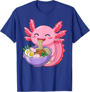 Cute Axolotl Ramen Lover Anime Noodle Japanese Kawaii T-Shirt - T-Shirt | Royal