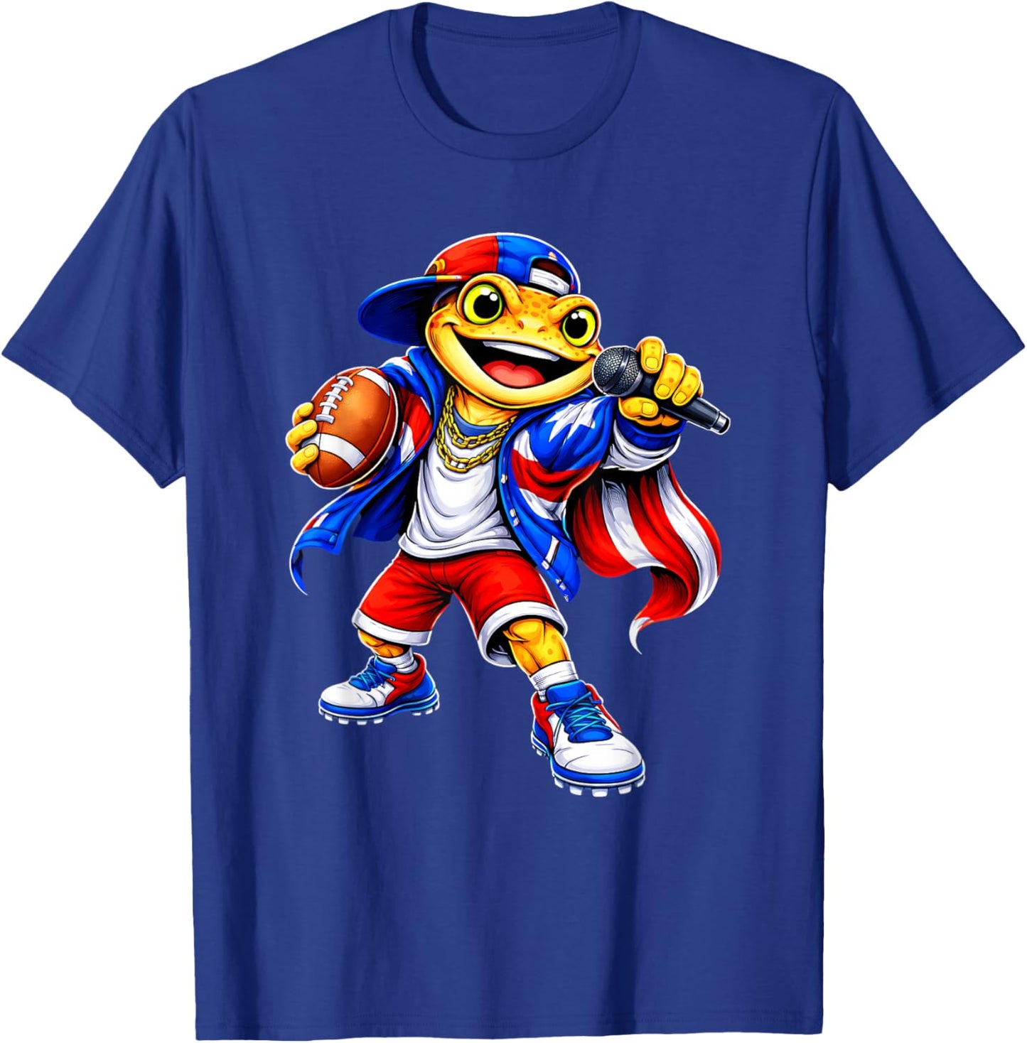 Puerto Rico Kids Girl Flag Music Coqui Frog Funny Football T-Shirt - T-Shirt | Royal