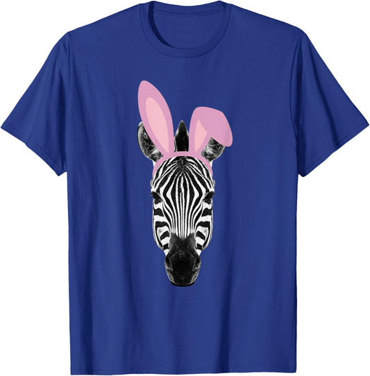 Woman Man Funny Easter Vintage Zebra Bunny Design Ears T-Shirt - T-Shirt | Royal