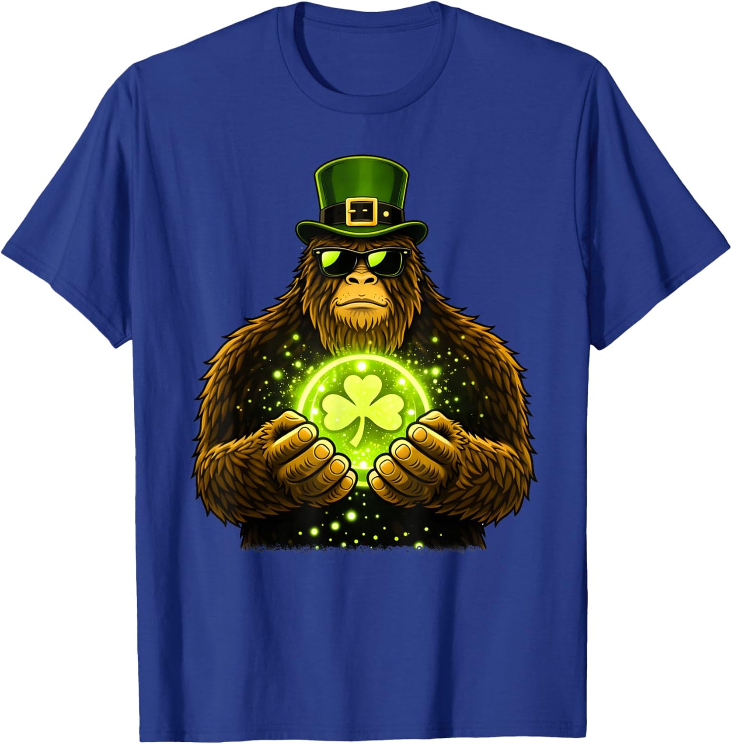 St Patricks Day Bigfoot Sasquatch Shamrock Men Boys Kids T-Shirt - T-Shirt | Royal