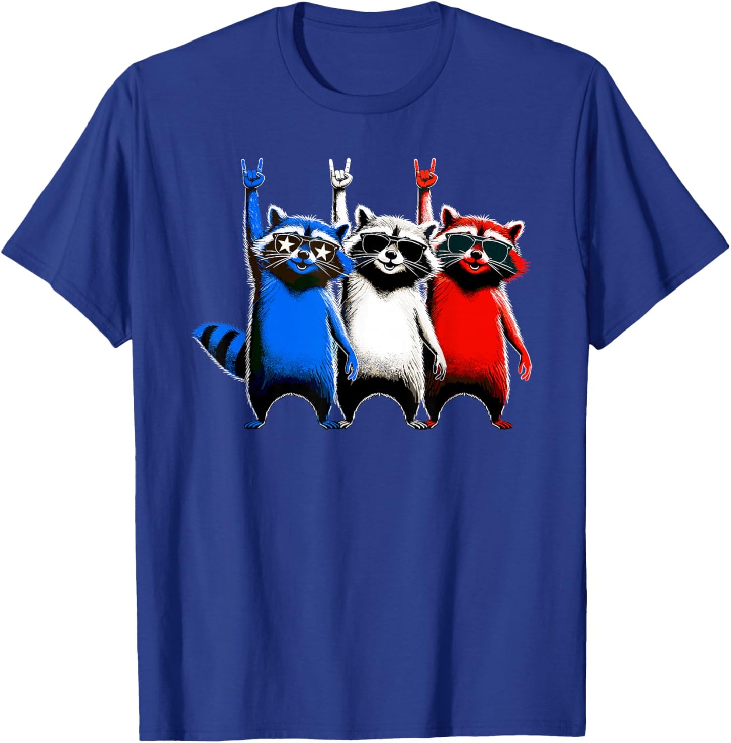 USA Flag Raccoons 4th of July Men Women Kids Funny Patriotic T-Shirt - T-Shirt | Royal