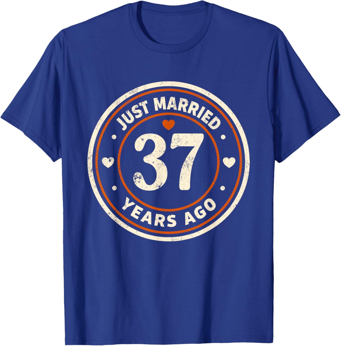 Retro Just Married 37 Years Ago 37th Wedding Anniversary T-Shirt - T-Shirt | Royal