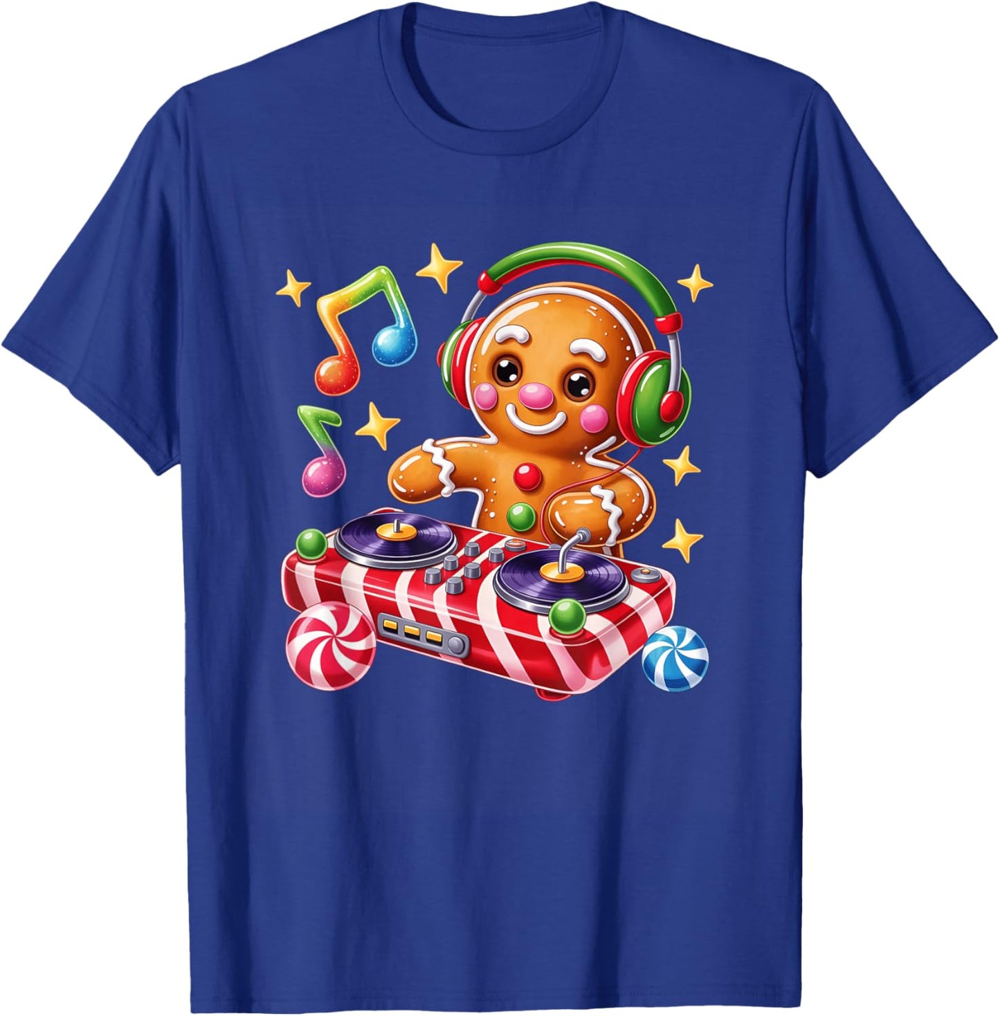 DJ Gingerbread Holiday Cheer Music Vibes T-Shirt - T-Shirt | Royal