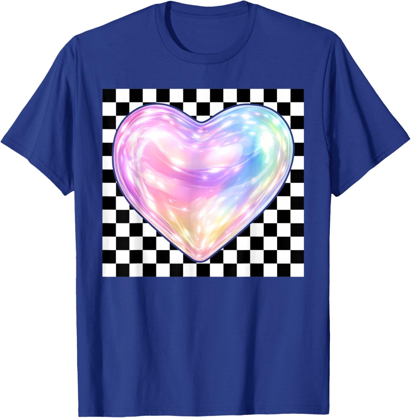 Colorful Heart Checkered Valentine's Day Teen Girl Kid Women T-Shirt - T-Shirt | Royal