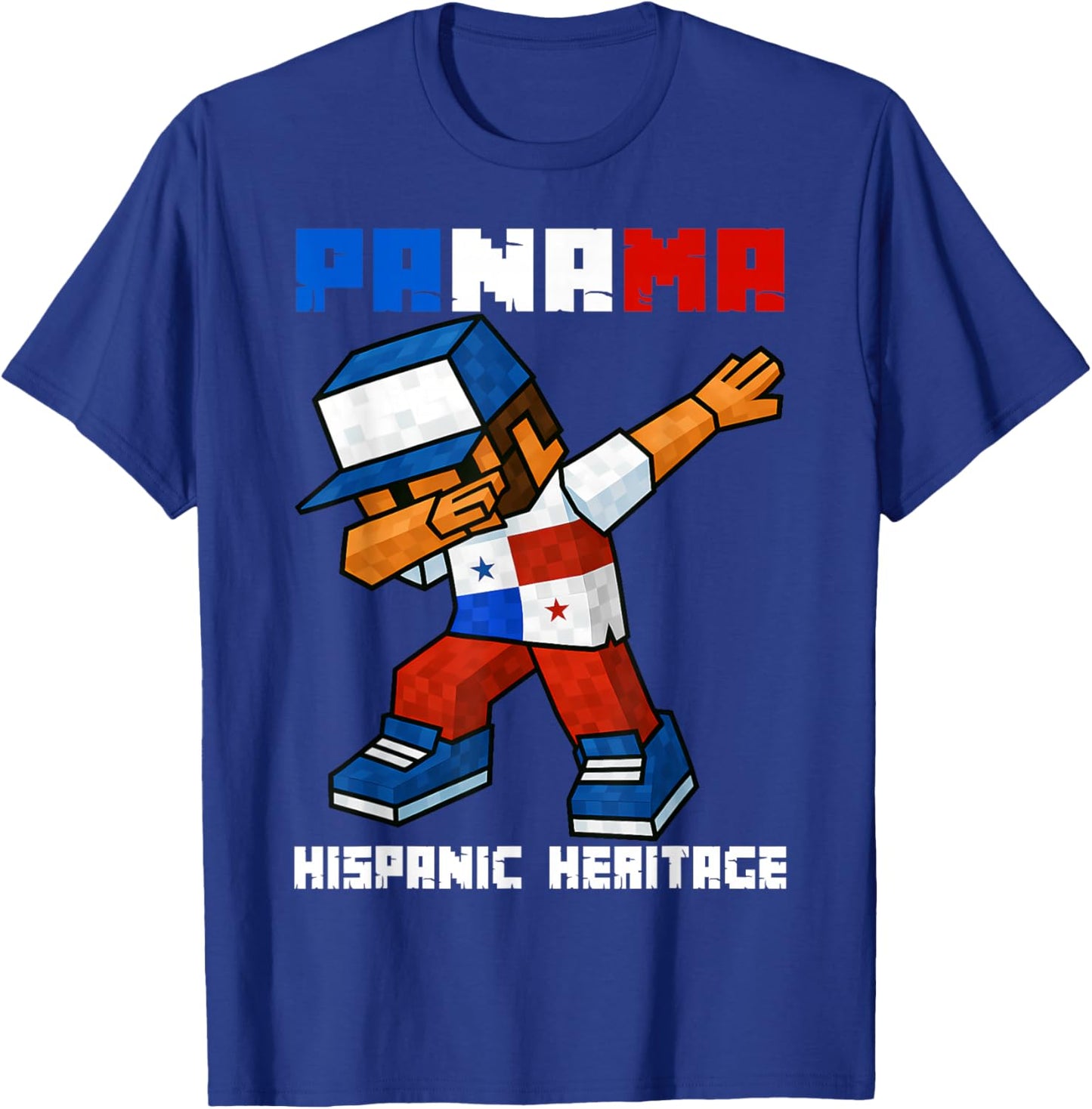 Panama Dab Boy Game Pixel Hispanic Heritage Panamanian Kids T-Shirt - T-Shirt | Royal