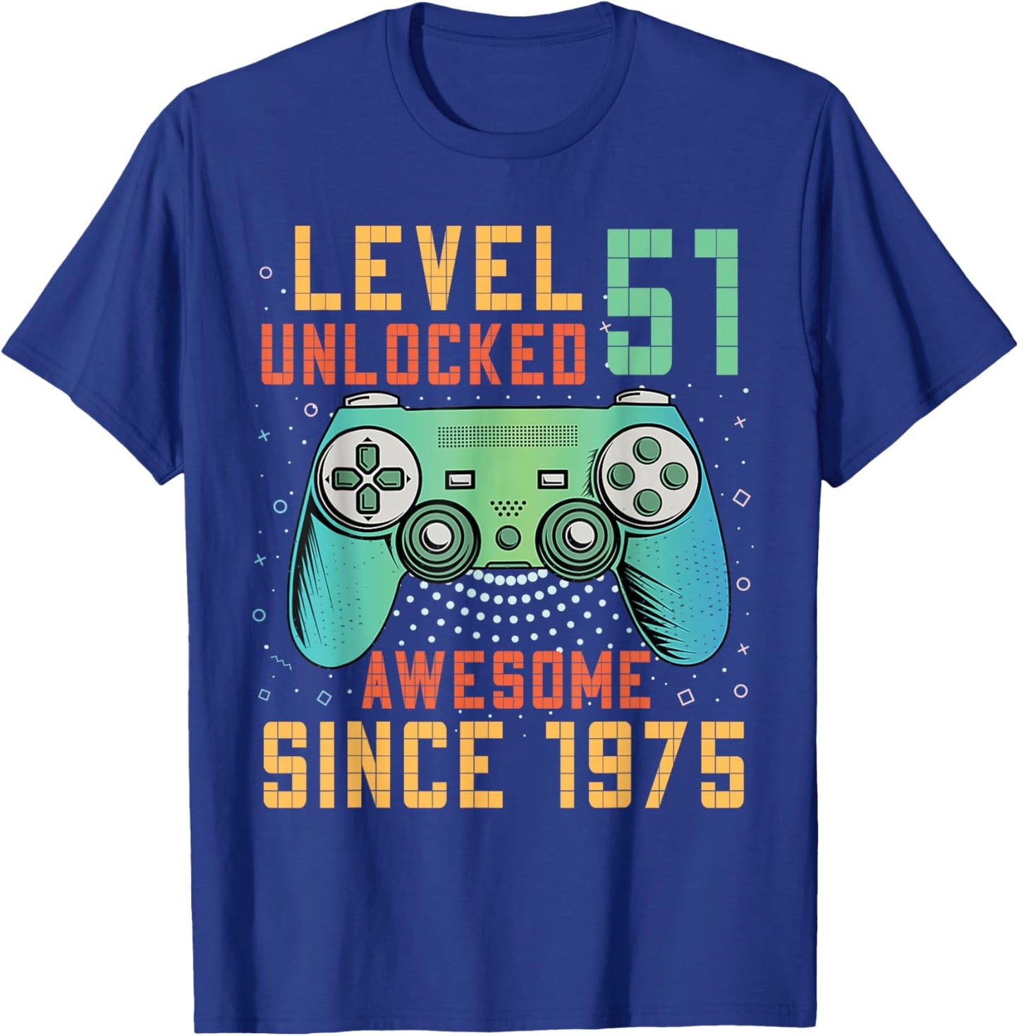 51st Birthday Gamer 51 Year Old Bday Men Game Level Unlocked T-Shirt - T-Shirt | Royal