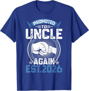 Retro Promoted to Uncle 2026 Again Soon to Be Uncle Father T-Shirt - T-Shirt | Royal