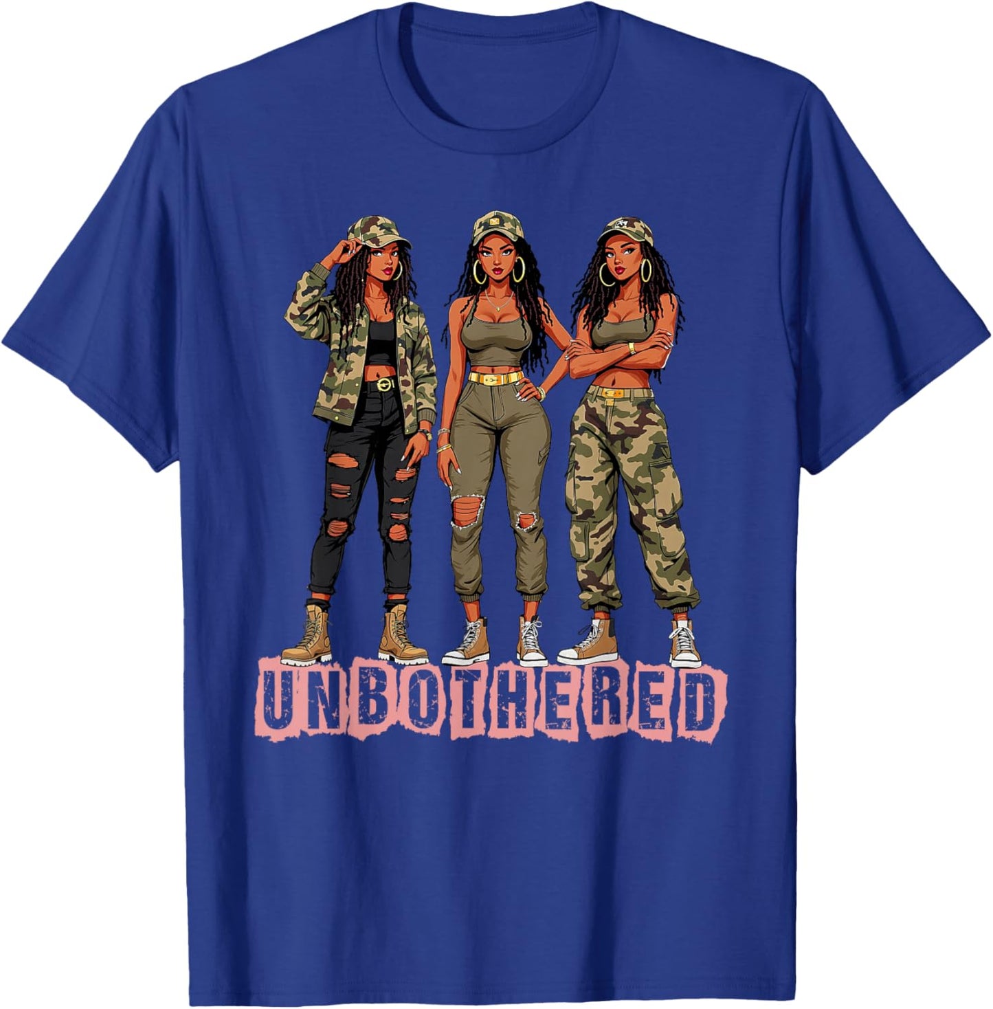 Melanin Unbothered Black Woman Locs Camo Black History Month T-Shirt - T-Shirt | Royal
