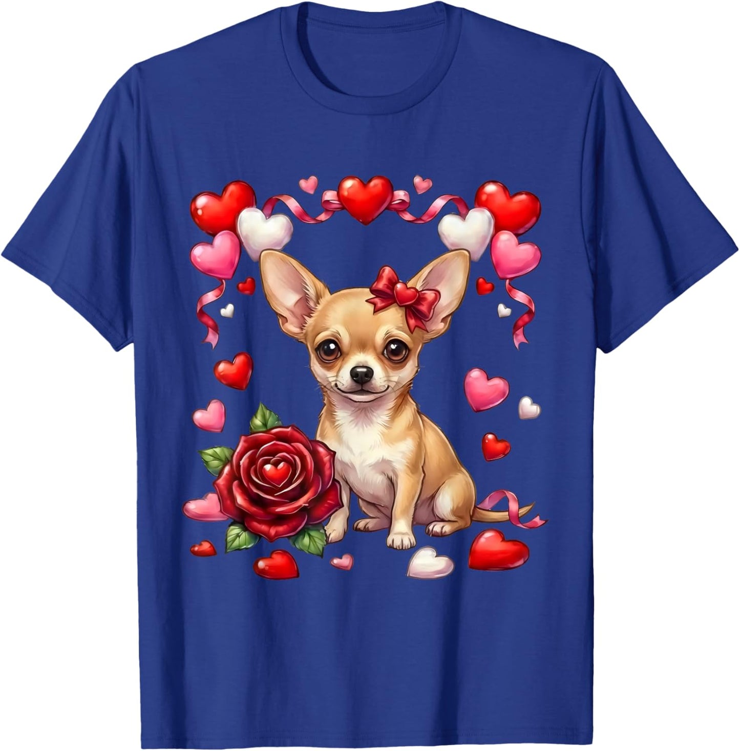 Cute Kawaii Chihuahua Dog Heart Coquette Bow Valentines Day T-Shirt - T-Shirt | Royal
