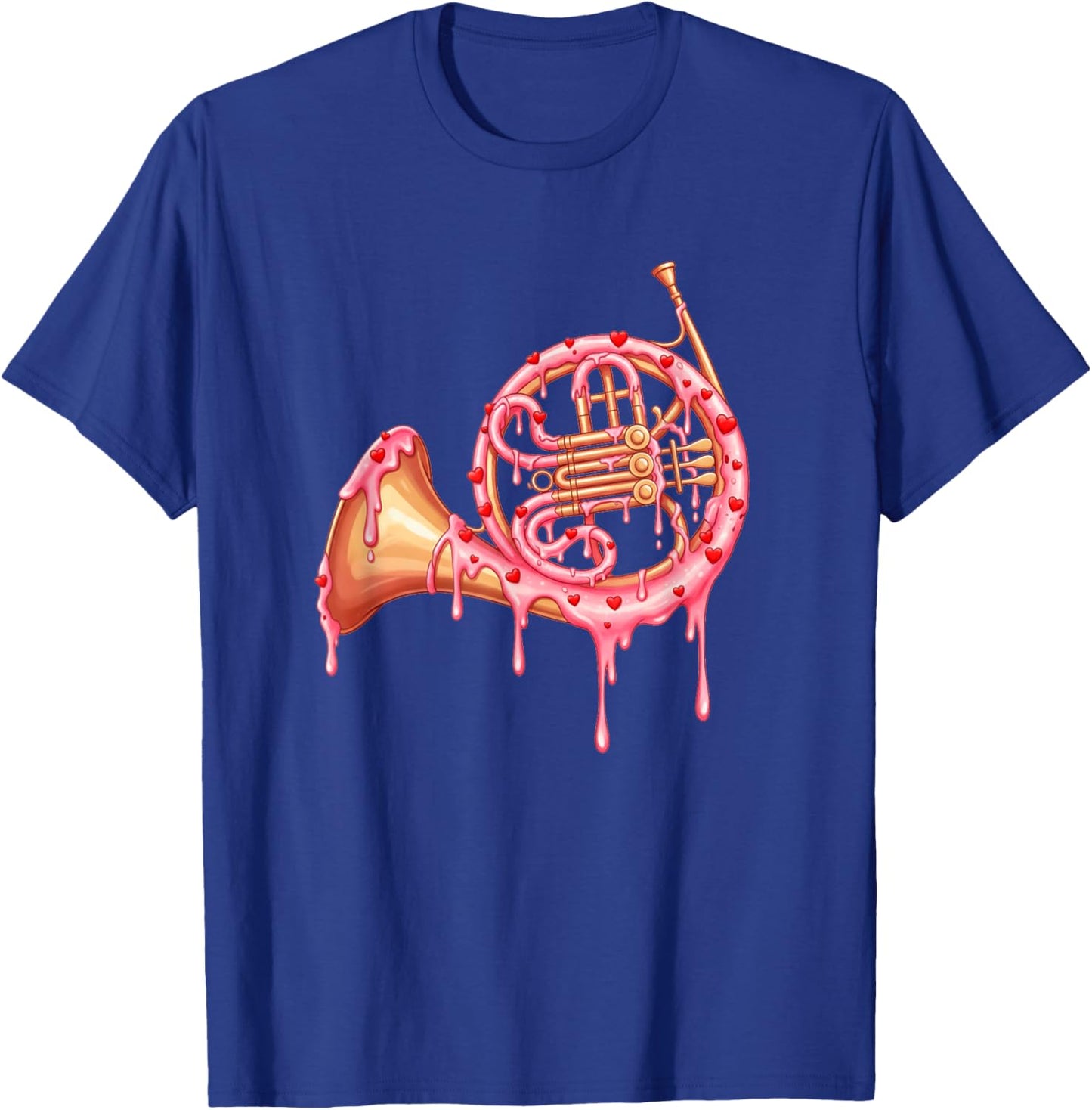 French Horn Valentines Day Ice Cream Drip Heart Girls Kids T-Shirt - T-Shirt | Royal
