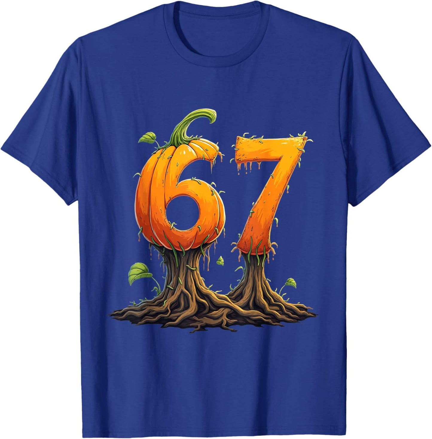 67 Halloween Brainrot Meme 6 7 Numbers Six Seven Pumpkin T-Shirt - T-Shirt | Royal