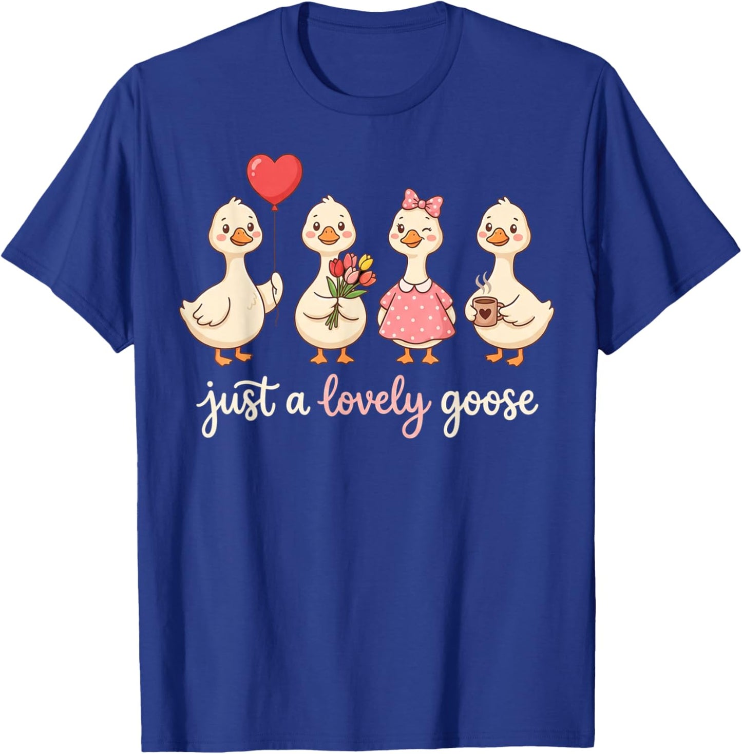 Just a Love Goose Valentine Girl Hearts Women Valentines T-Shirt - T-Shirt | Royal